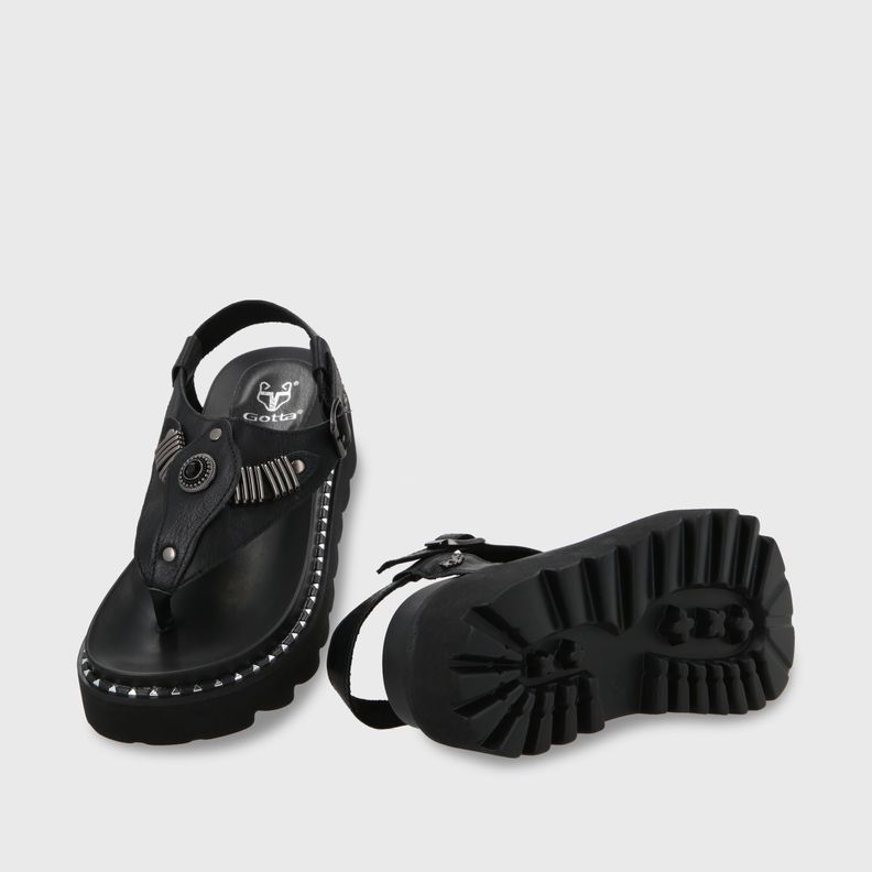 Sandalia Plana Negra Mujer 1573F Gotta-6