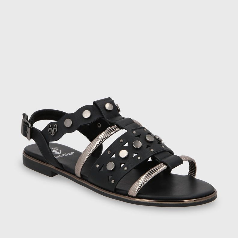 Sandalia Plano Negro Mujer 55212 Gotta-1