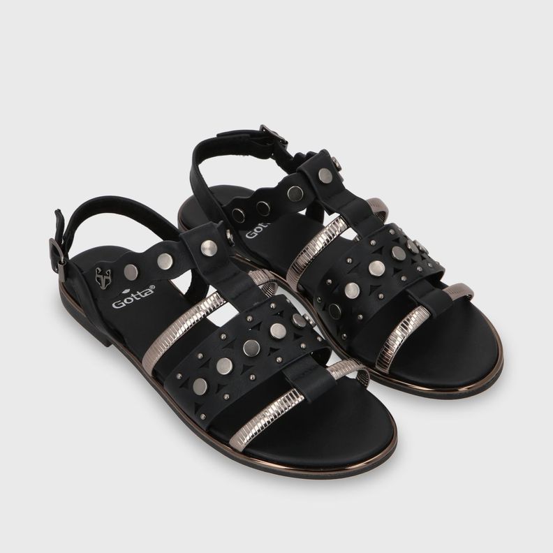 Sandalia Plano Negro Mujer 55212 Gotta-2