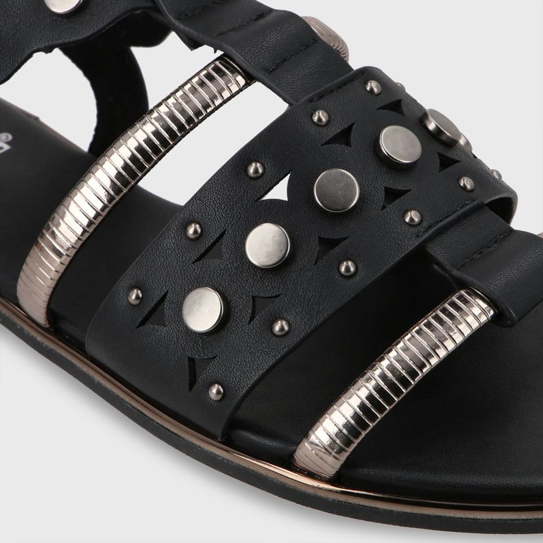 Sandalia Plano Negro Mujer 55212 Gotta-5