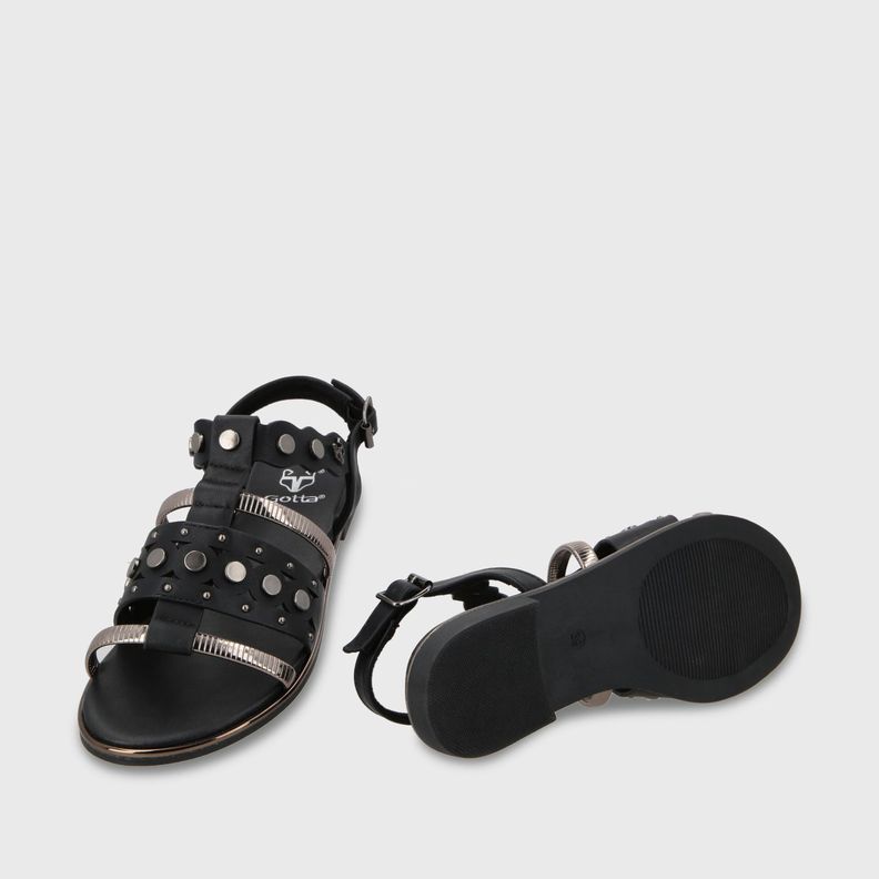 Sandalia Plano Negro Mujer 55212 Gotta-6