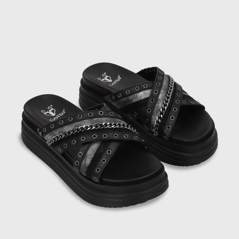 Sandalia Plataforma Negro Mujer 1571B Gotta-2