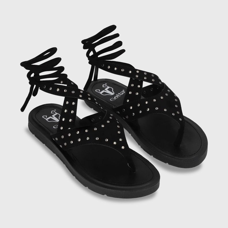 Sandalia Plano Negro Mujer 13257 Gotta-2