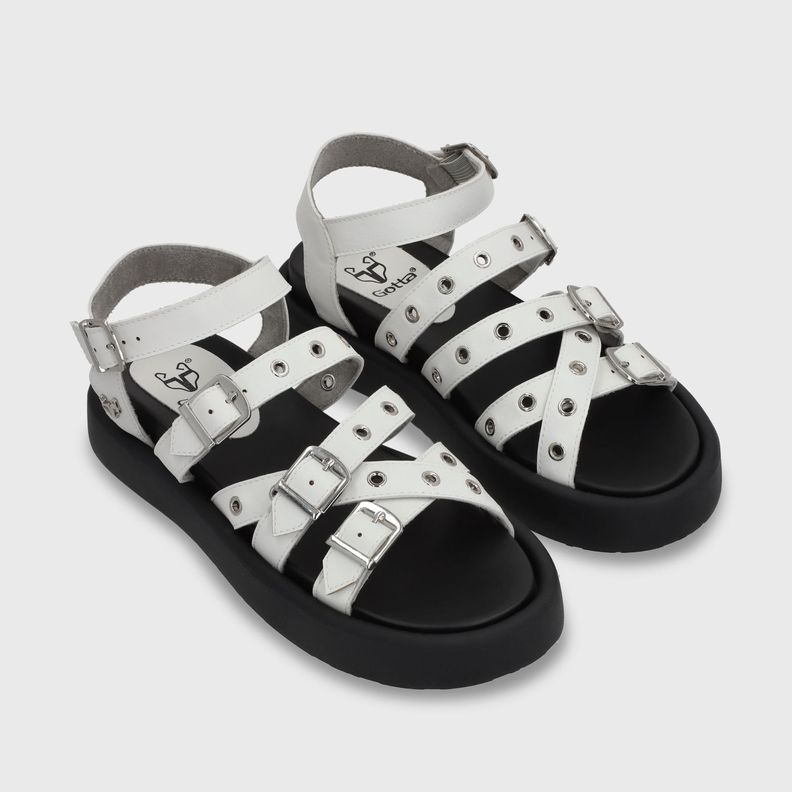Sandalia Plana Blanca Mujer 55950 Gotta-2