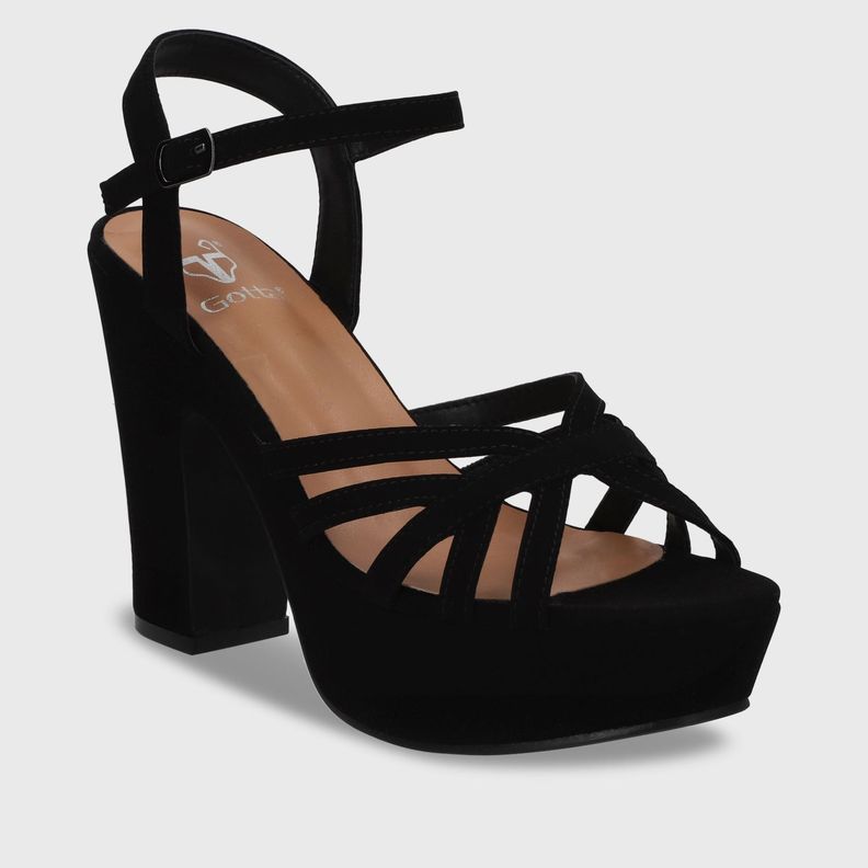 Sandalia  Negra  Taco Mujer 86131 Gotta-1