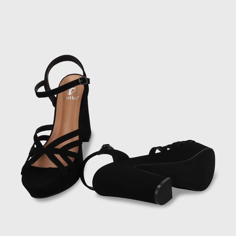 Sandalia  Negra  Taco Mujer 86131 Gotta-6