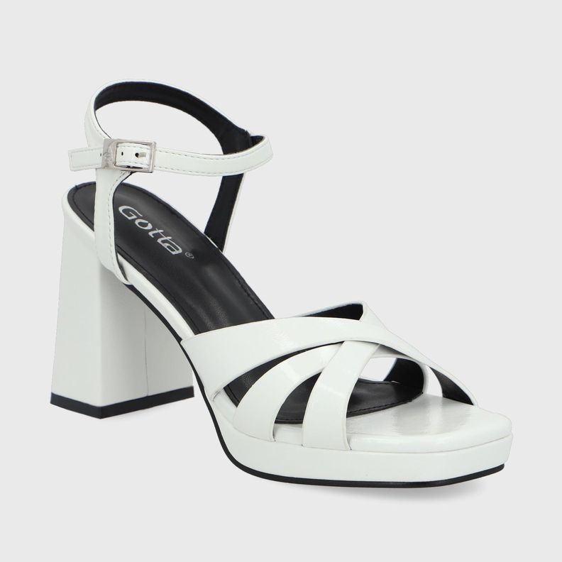 Sandalia Taco Blanca  Mujer 45902 Gotta-1