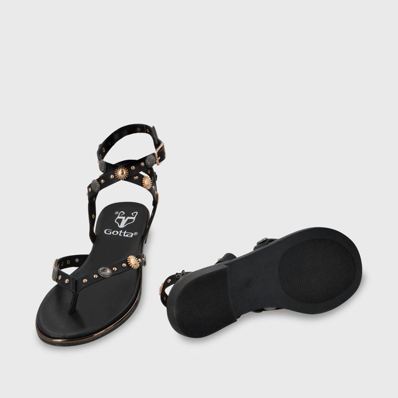Sandalia Plano Negro Mujer 55211 Gotta-1