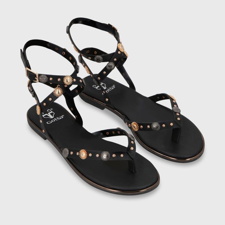Sandalia Plano Negro Mujer 55211 Gotta-2