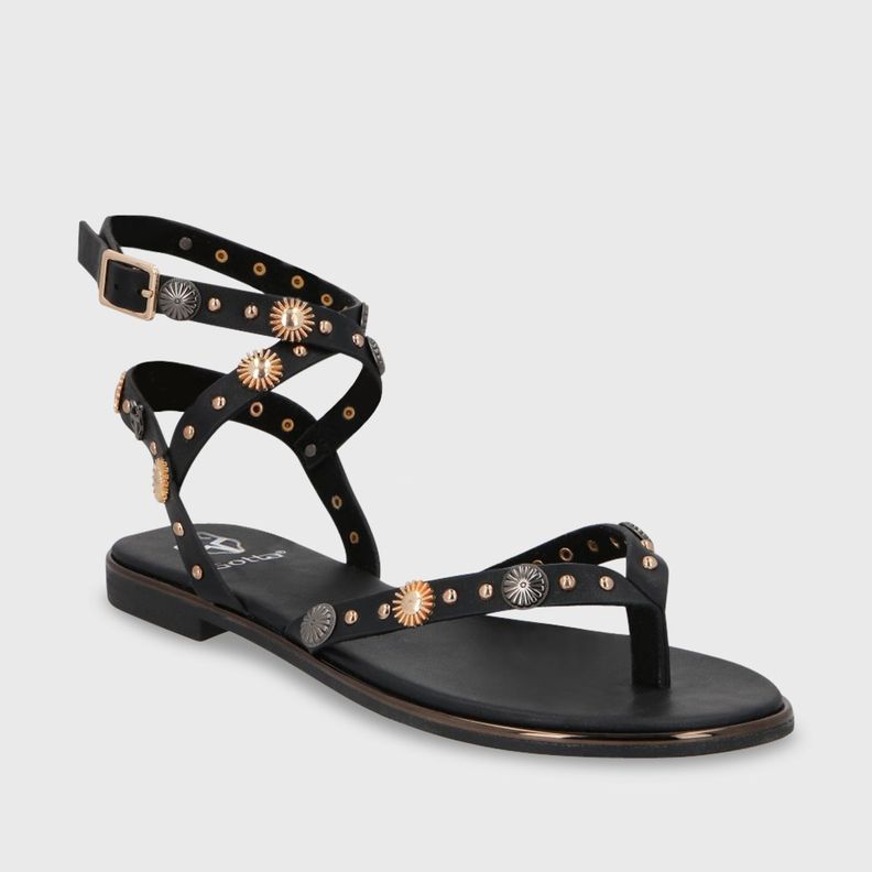 Sandalia Plano Negro Mujer 55211 Gotta-5