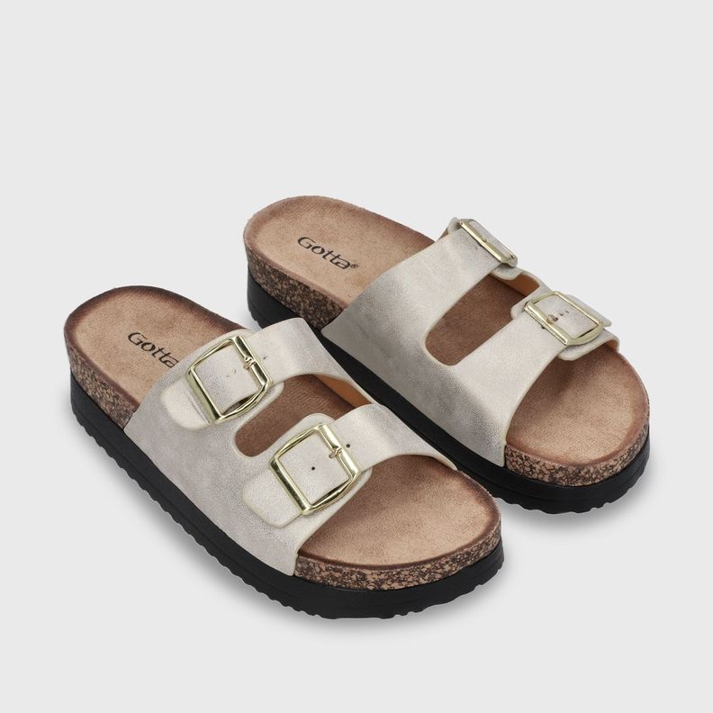 Sandalia Plana Dorada Mujer 12062 Gotta-2