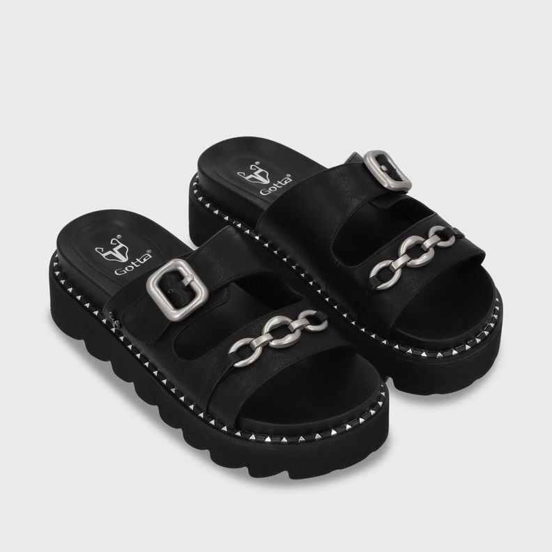 Sandalia Plano Negro Mujer 1573D Gotta-2