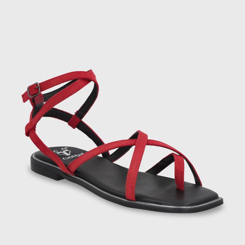 Sandalia Plana Mujer Roja 55221 Gotta-1