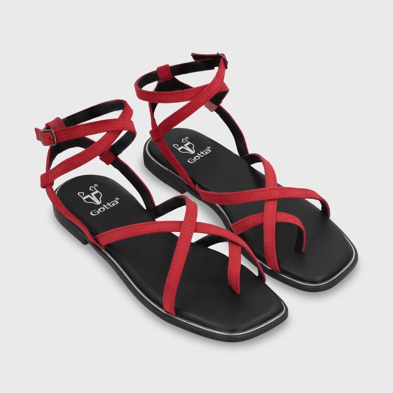 Sandalia Plana Mujer Roja 55221 Gotta-2