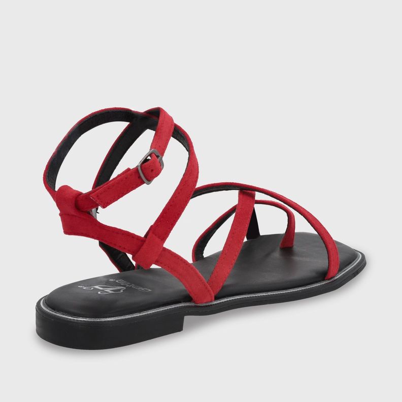 Sandalia Plana Mujer Roja 55221 Gotta-4