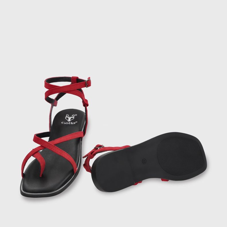 Sandalia Plana Mujer Roja 55221 Gotta-6