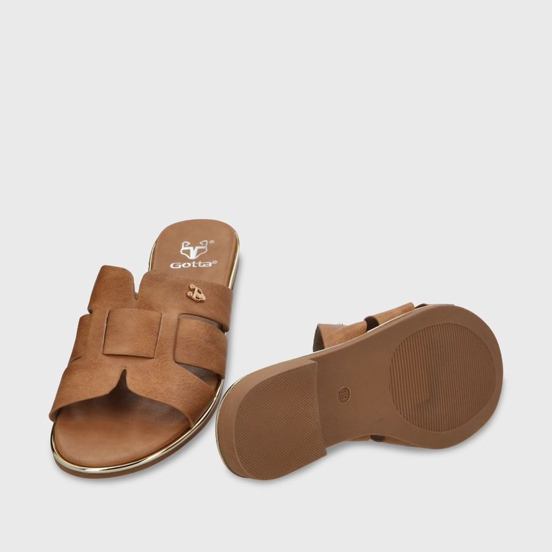 Sandalia Plano Beige Mujer 55210 Gotta-6