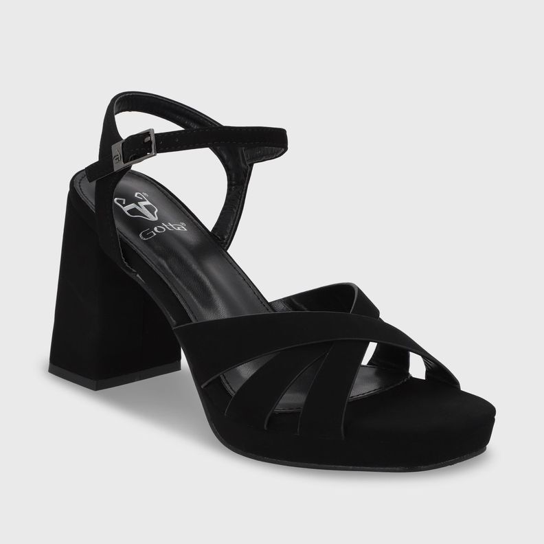 Sandalia Taco Negra Mujer 45902 Gotta-1