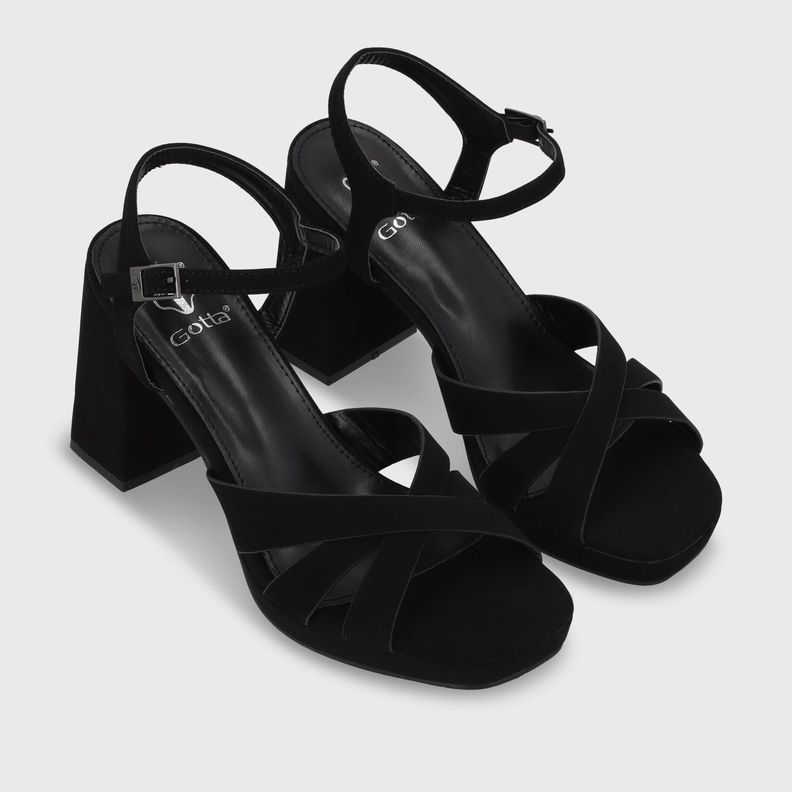 Sandalia Taco Negra Mujer 45902 Gotta-2
