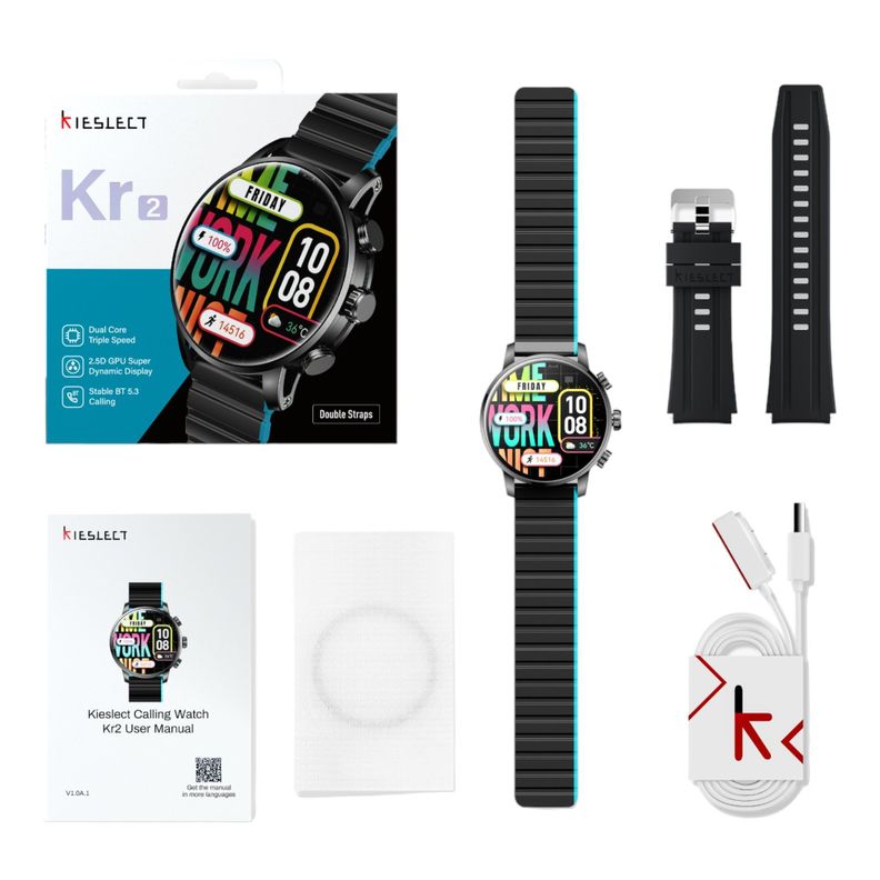 Smartwatch Kieslect Kr2 Negro Llamadas y Correa Adicional-4
