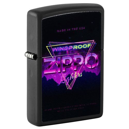 ENCENDEDOR ZIPPO 46247 NEON SIGN DESIGN BLACK MATE Negro