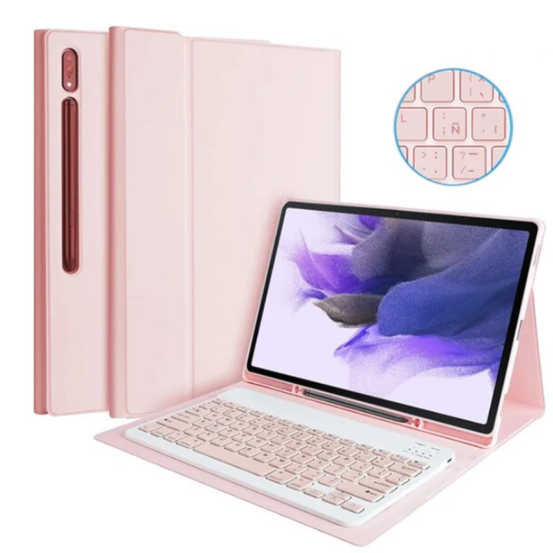 Funda Con Teclado Rosado Para Samsung S10 Ultra 14.6 X920-1
