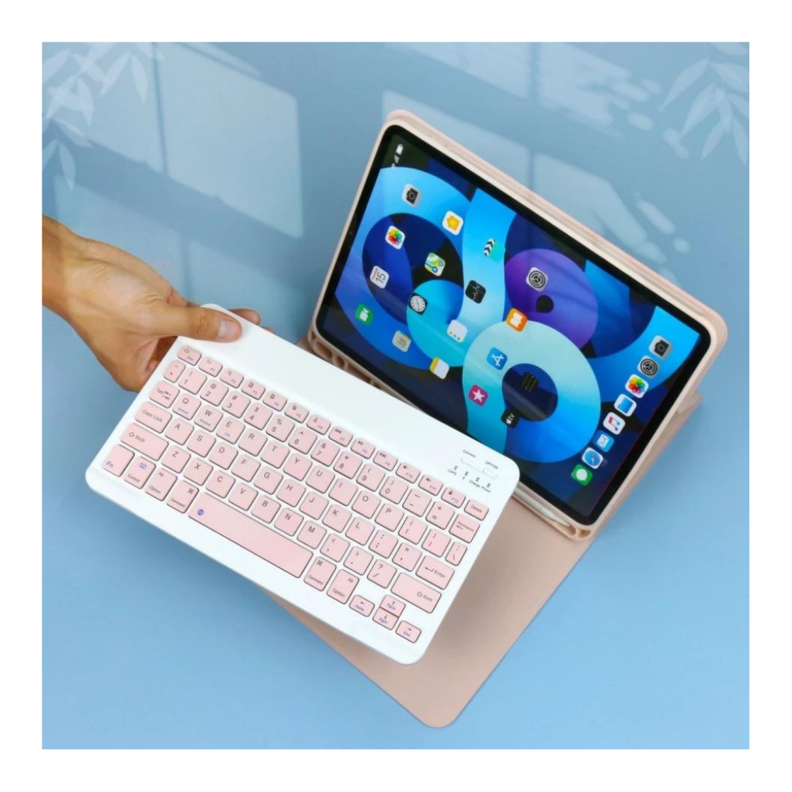 Funda Con Teclado Rosado Para iPad Air 4ta/5ta 10.9 Español-3