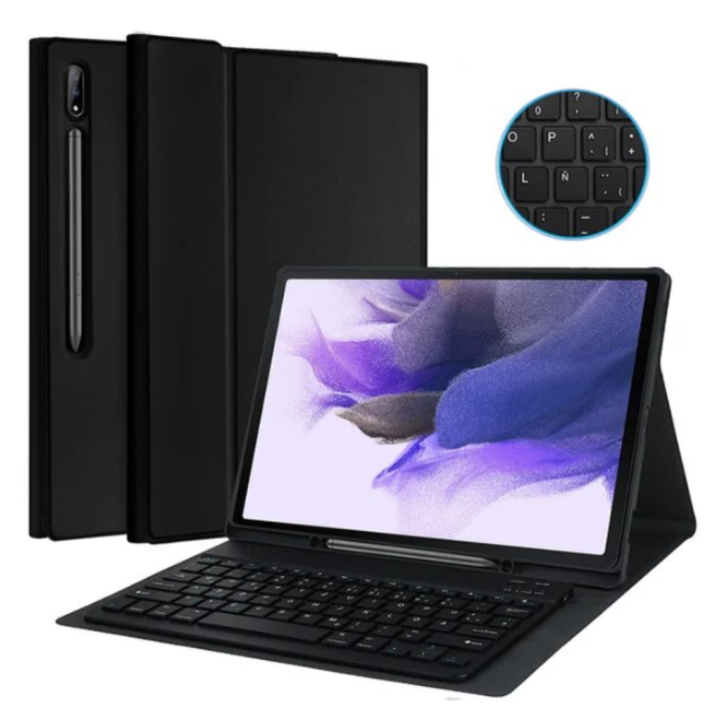 Funda Con Teclado Negro Para Samsung S9 Plus/S9 Fe+ 12.4" Español-1