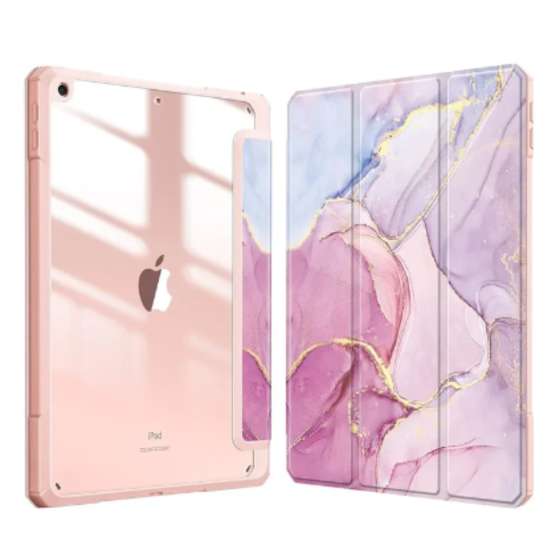 Funda Smart Cover Clear Mármol Para iPad Air 4ta 5ta 10.9 Rosado-0