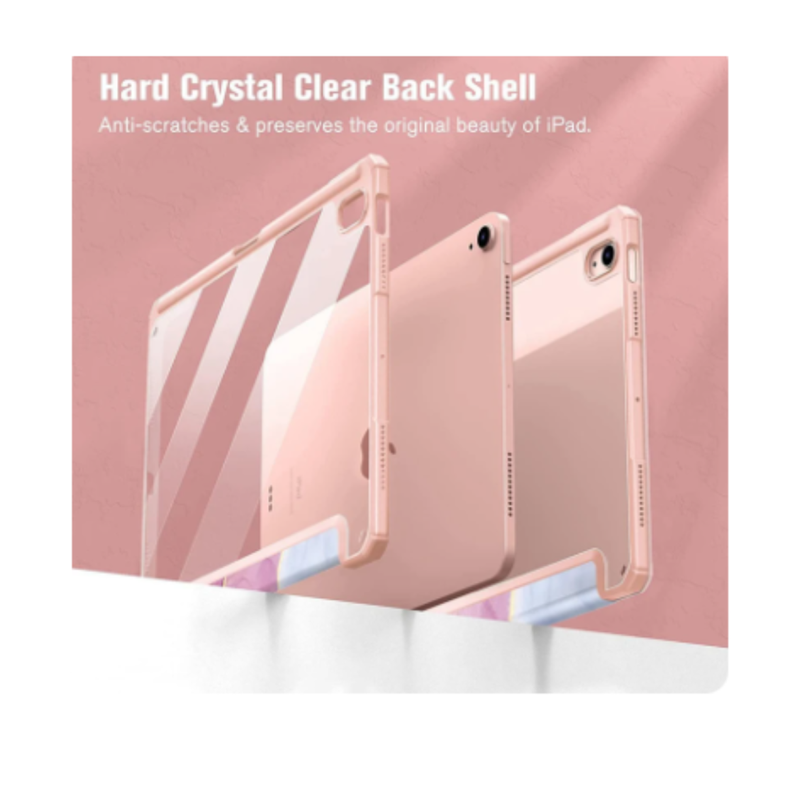 Funda Smart Cover Clear Mármol Para iPad Air 4ta 5ta 10.9 Rosado-1