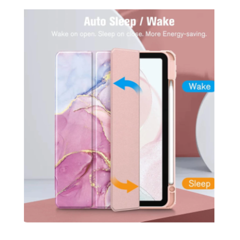 Funda Smart Cover Clear Mármol Para iPad Air 4ta 5ta 10.9 Rosado-3