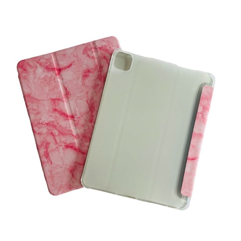 Funda Smart Cover Mármol Para iPad Air 11 M2 2024 Con Ranura Rosado-0