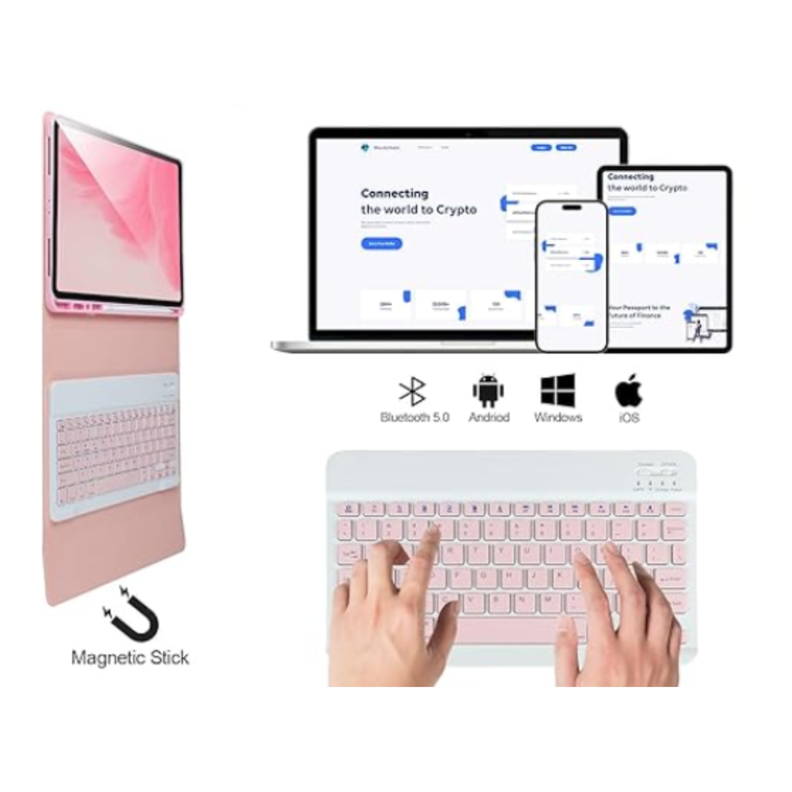 Funda Con Teclado Rosado Para iPad Pro 11 M4 2024 Español-4