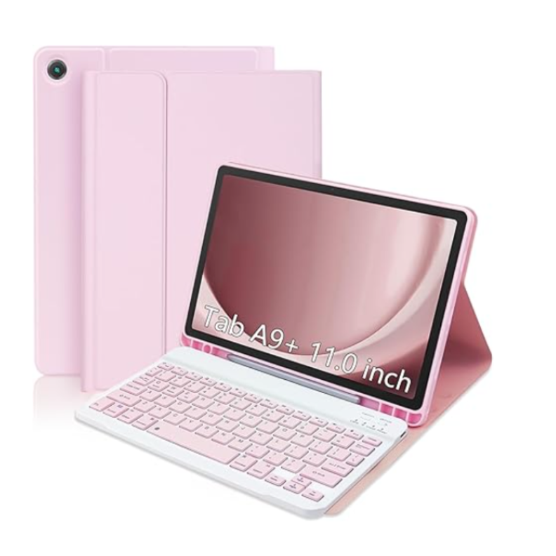 Funda Con Teclado Rosado Para Samsung A9+ Plus 11 Español-0