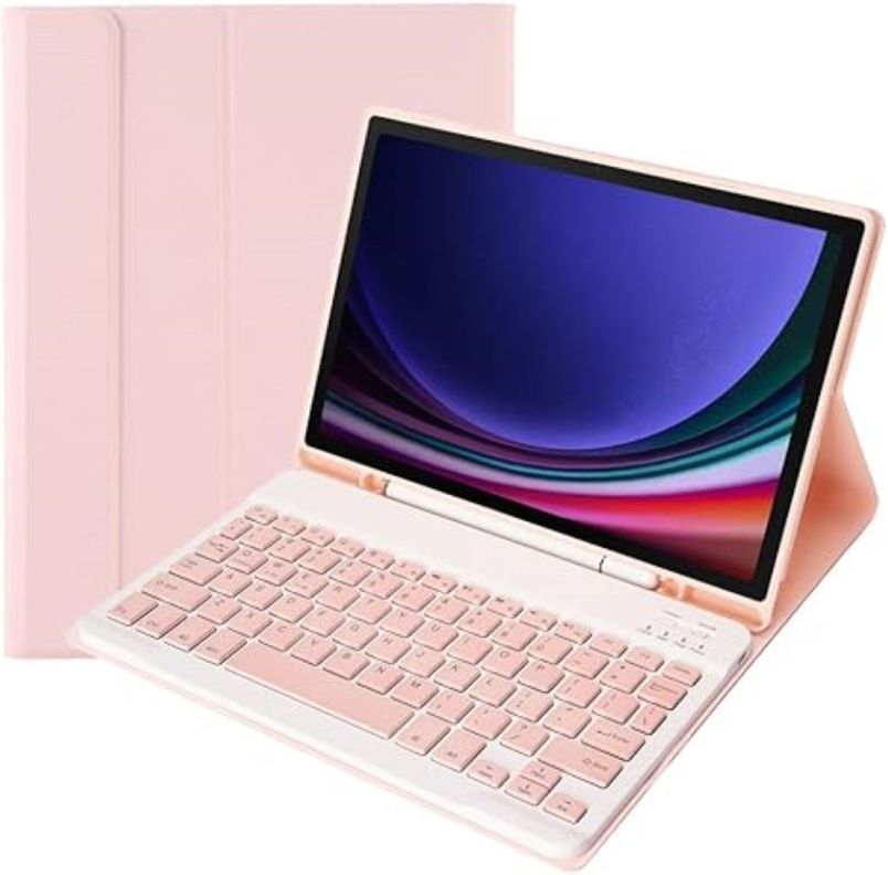 Funda Con Teclado Rosado Para Samsung S10 Fe 10.9 Español-1