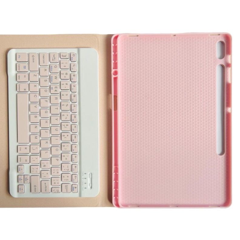 Funda Con Teclado Rosado Para Samsung S10 Plus 12.4 Español-4