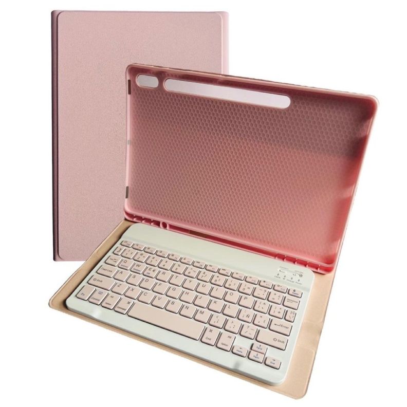 Funda Con Teclado Rosado Para Samsung S10 Plus 12.4 Español-5