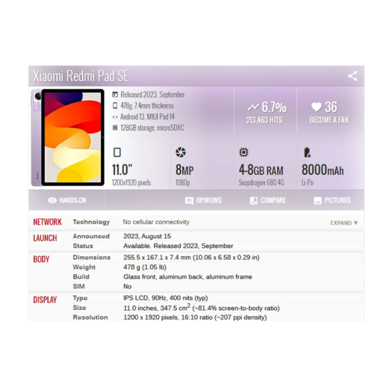 Funda Carcasa Smart Cover Para Tablet Xiaomi Pad SE 11 2023 Rosado-3