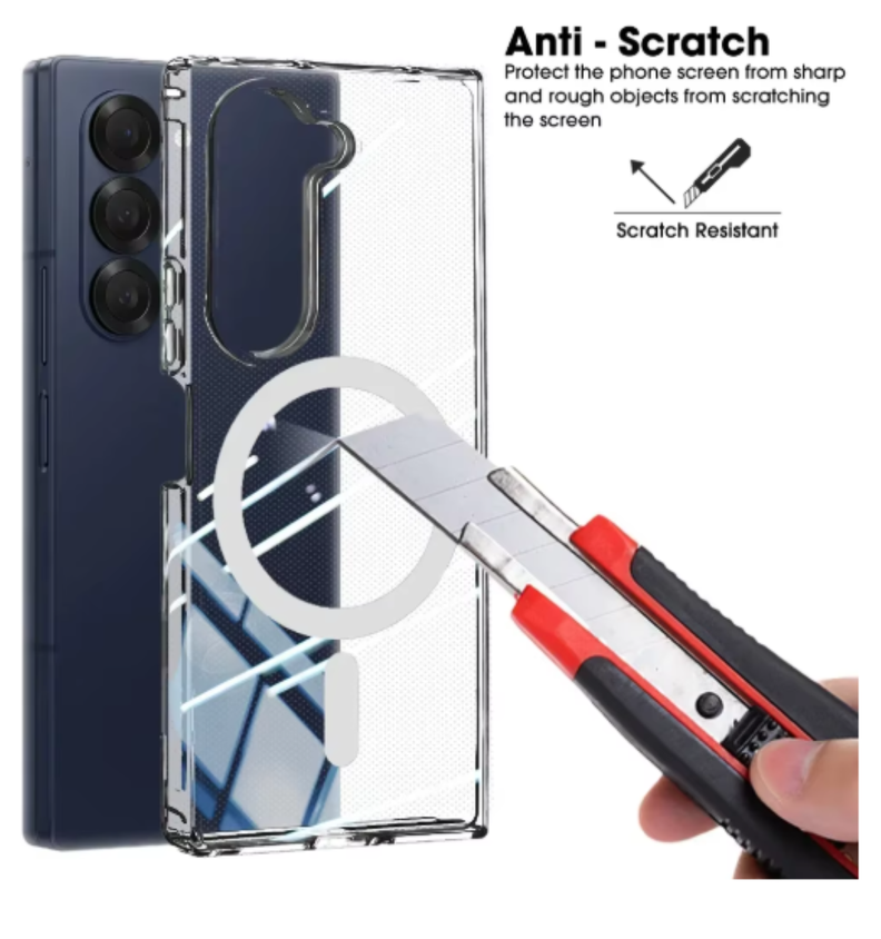 Carcasa MagSafe Para Samsung Z Fold 5 Transparente-1