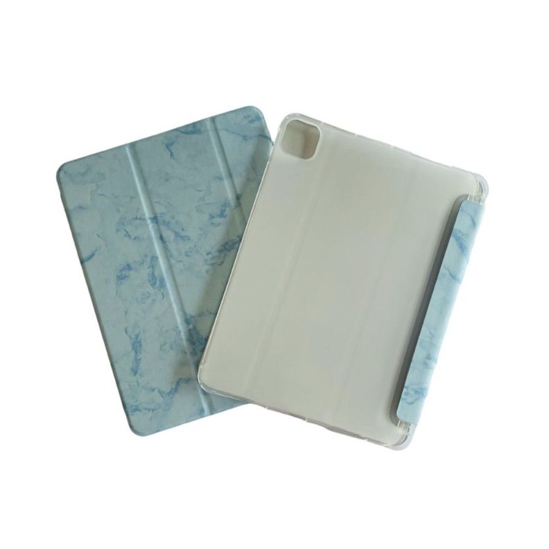 Funda Smart Cover Mármol Para iPad Air 11 M2 2024 Con Ranura Azul-0