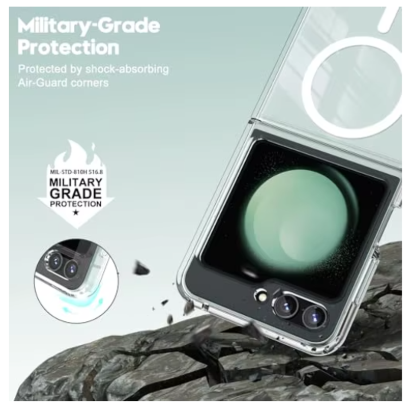 Carcasa MagSafe Para Samsung Z Flip 5 Transparente-4