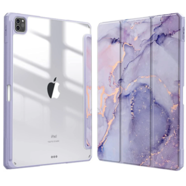 Funda Smart Cover Clear Mármol Para iPad Air 4ta 5ta 10.9 Violeta-0