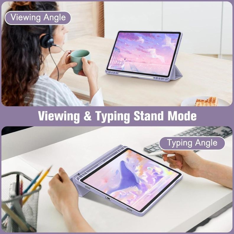 Funda Smart Cover Clear Mármol Para iPad Air 4ta 5ta 10.9 Violeta-1