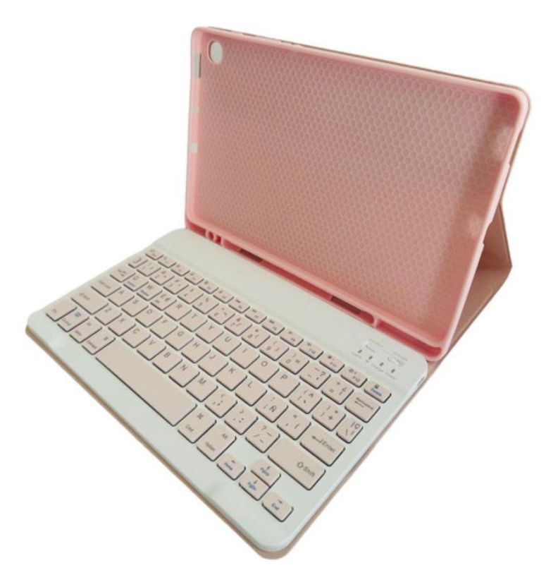 Funda Con Teclado Rosado Para iPad 7ma/8va/9na 10.2 Español-2