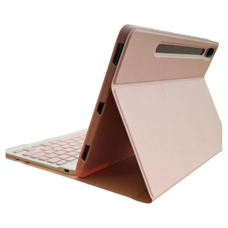 Funda Con Teclado Rosado Para Samsung S9/S9 Fe 10.9 Español-4