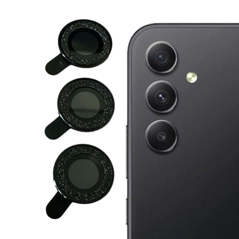 Protector De Lentes Para Cámara Samsung A14 A34 5g Negro Brillante-0