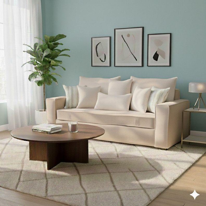 Sofa 3 cuerpos con Resortes full comfort plus Agustina Beige Claro