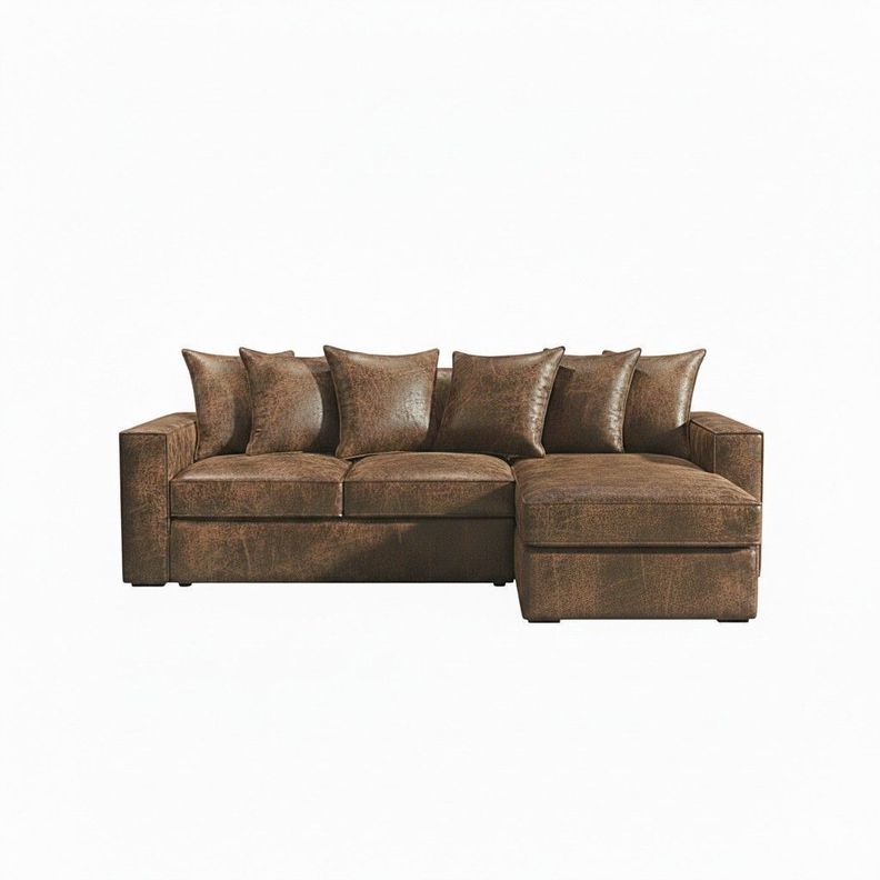 Seccional intercambiable Tennese Cafe cuero sintetico envejecido resortes full comfort plus