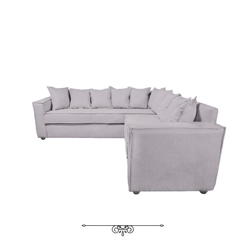 Seccional 6 Cuerpos Baco Gris Claro Resortes Pocket           -2