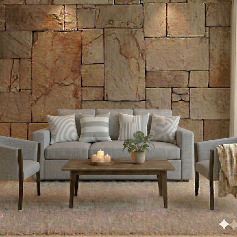 Living 311 Kabul gris sofa 3 cuerpos + 2 sitiales madera